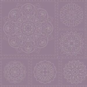 Sashiko Panel - Mandala - Frosted Grape